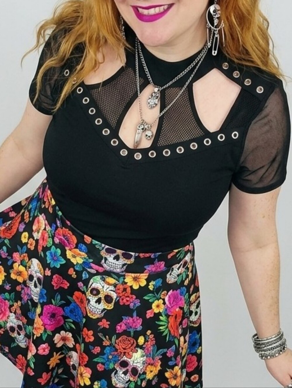 Nightfall By Torrid Fishnet & Grommets Short Sleeve Top, Peek-A-Boo, Size XL